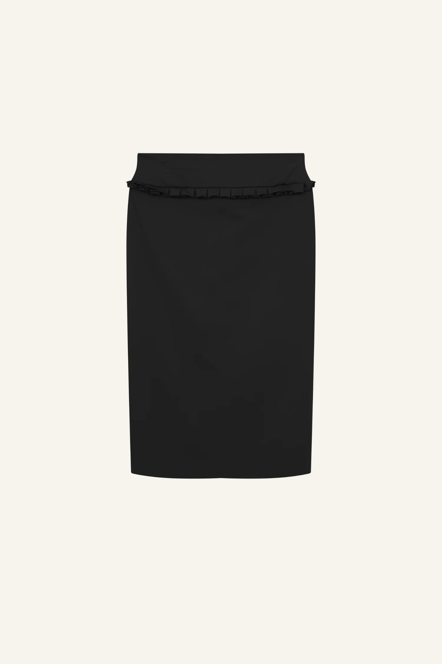 mymarini-skirt-bleistiftrock-knielang-high-waist-schwarz-plissee image 3