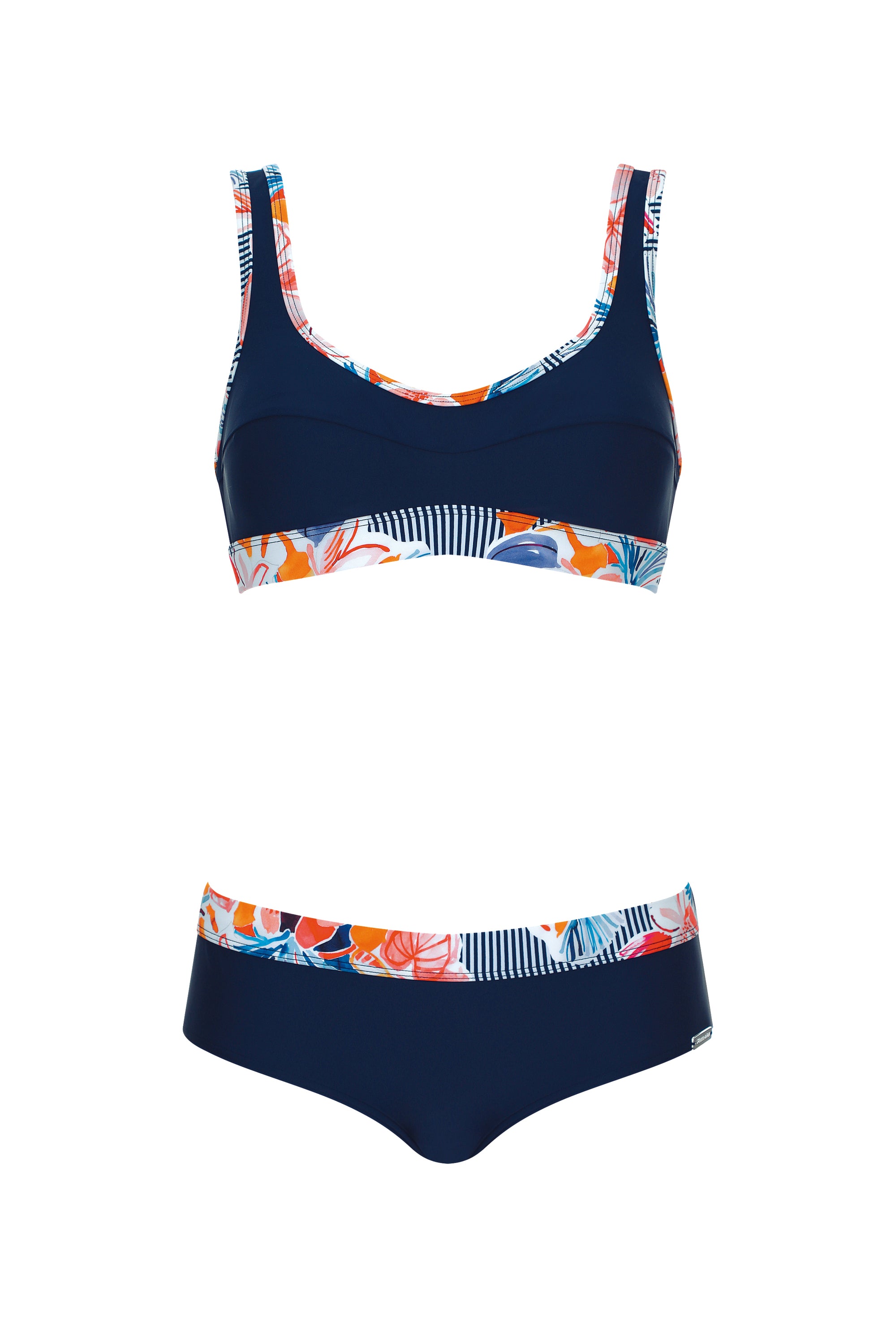 sunmarin-navy-bloom-bustier-bikini-set-mit-floralkanten-und-schalen image 6