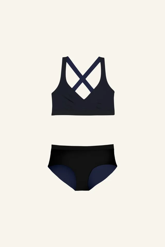 mymarini-sport-set-bikini-black-navy-crossback image 1