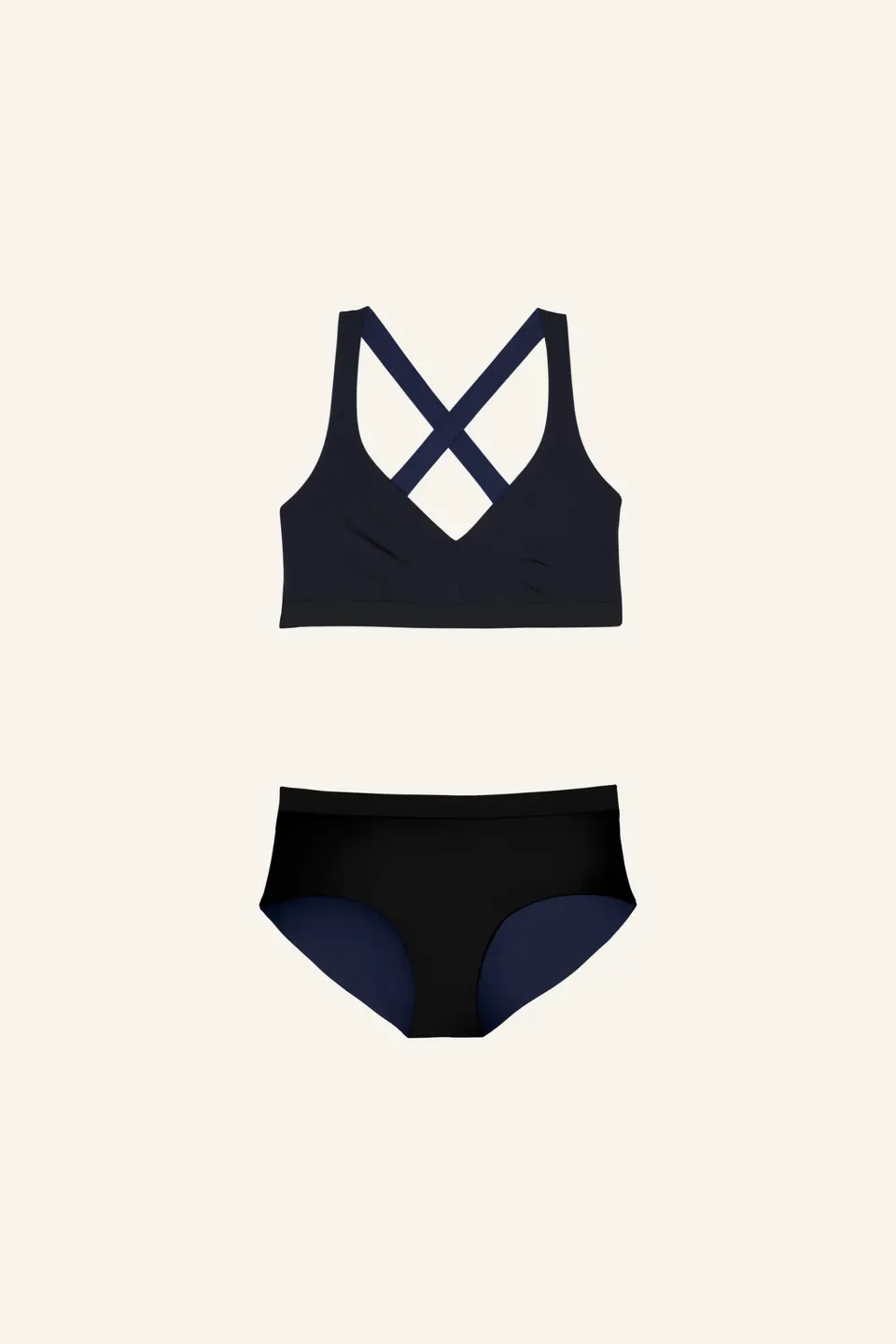 mymarini-sport-set-bikini-black-navy-crossback image 1