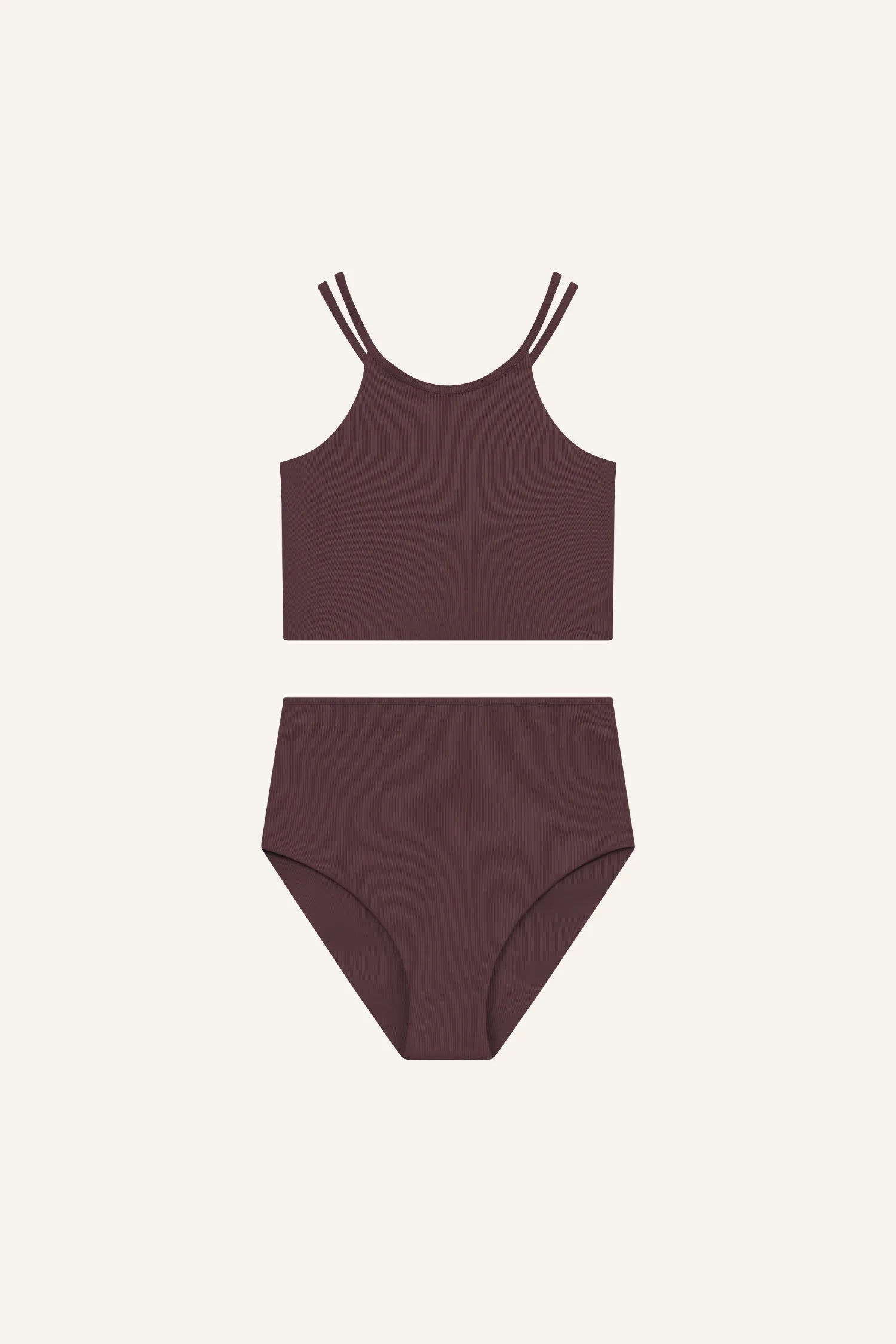 mymarini-grace-set-chocolate-longline-bikini-set-mit-highwaist-shorts image 1