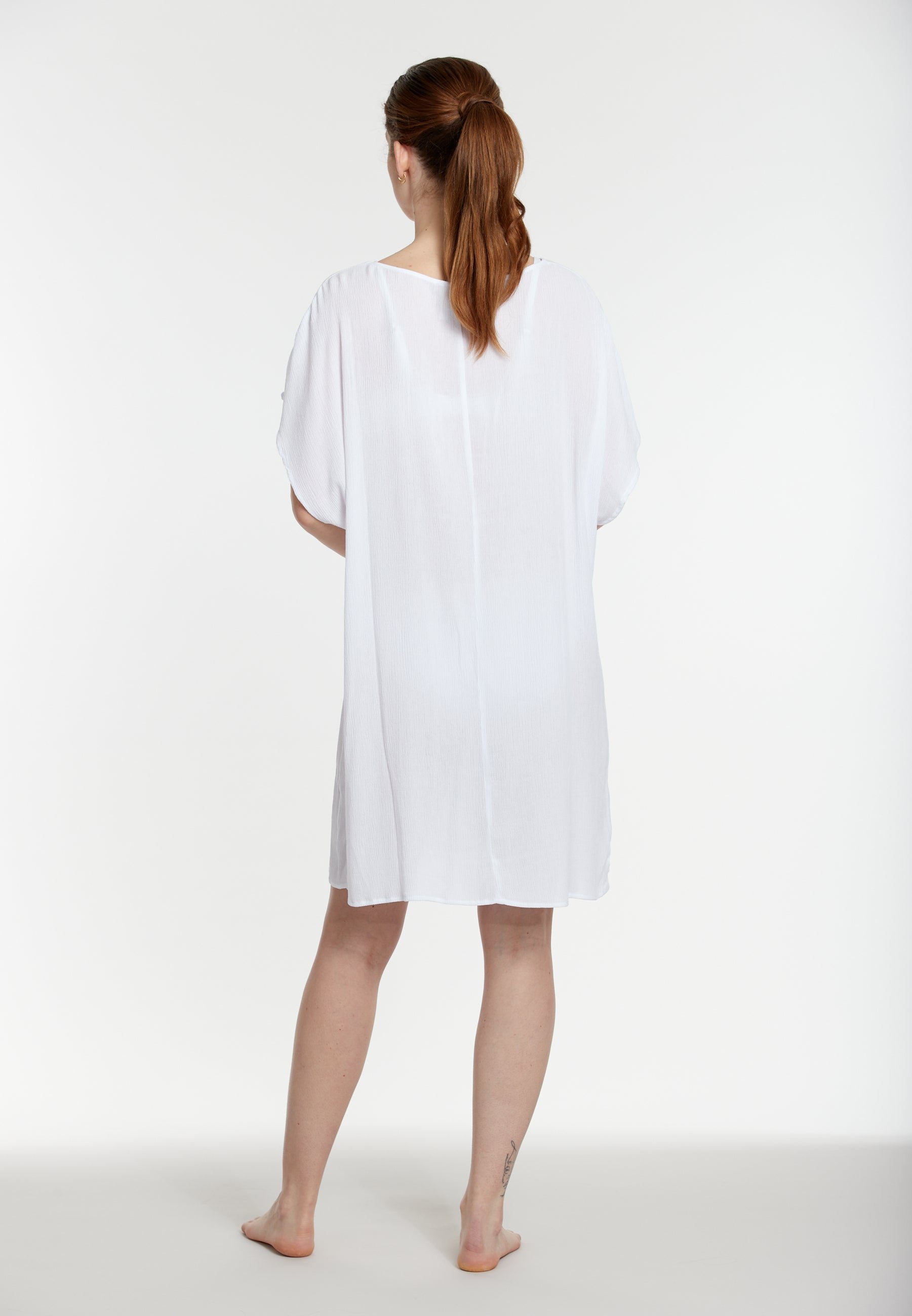 sunmarin-solid-lacing-dress-tunika-kleid-cover-up-mit-schn-rung image 5