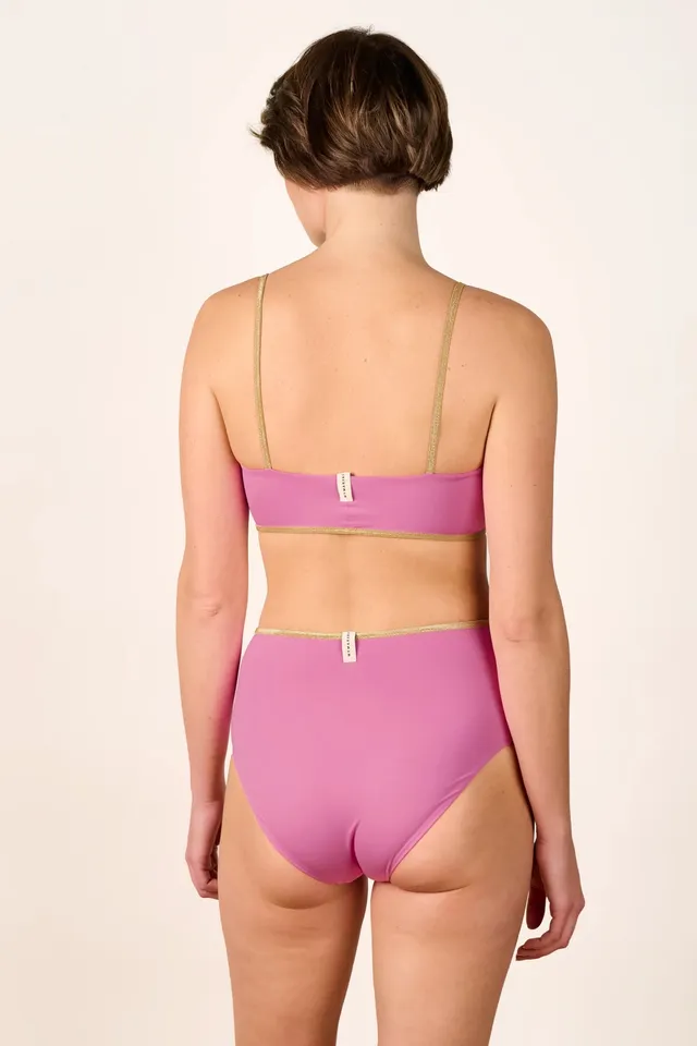 mymarini-highwaist-shorts-shine-memories-bikinihose-goldband-pink-bronze image 1