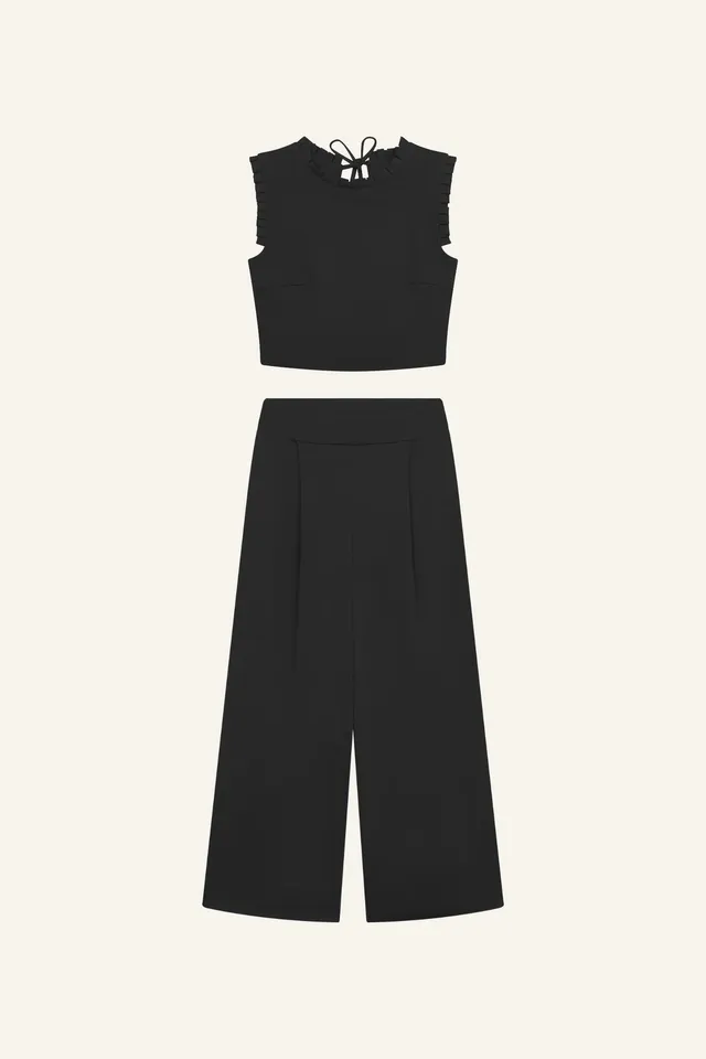 mymarini-pleats-set-no-3-zweiteiler-top-marlenehose-black image 1