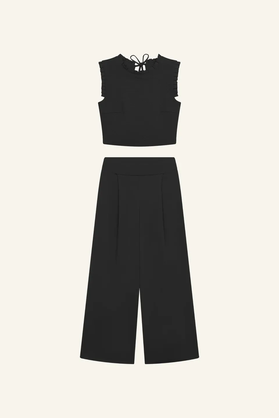 mymarini-pleats-set-no-3-zweiteiler-top-marlenehose-black image 1