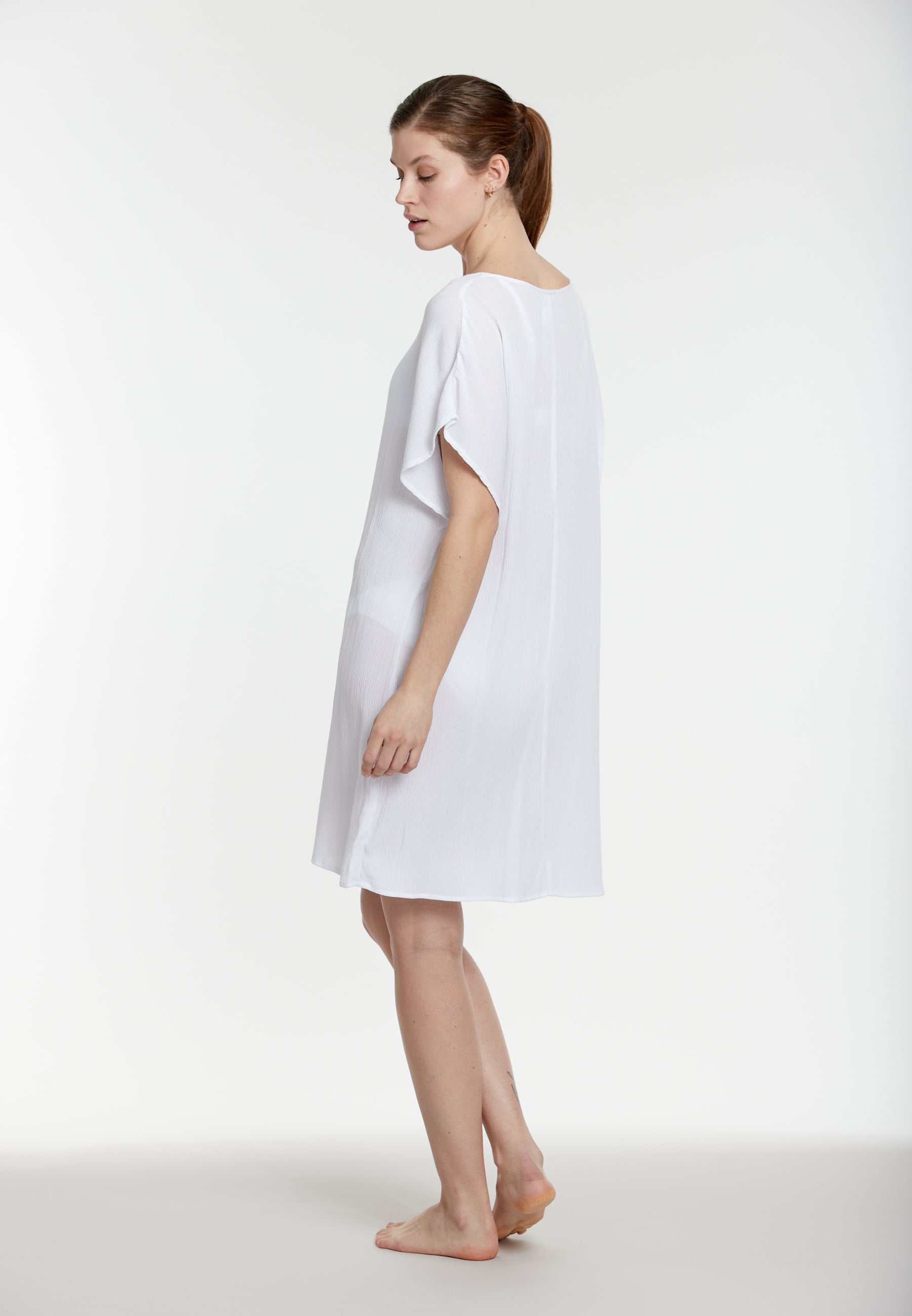 sunmarin-solid-lacing-dress-tunika-kleid-cover-up-mit-schn-rung image 4