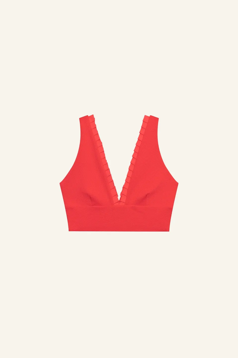 mymarini-top-no-5-rouge-bikini-oberteil-rot-mit-tiefem-v-und-plissee image 1