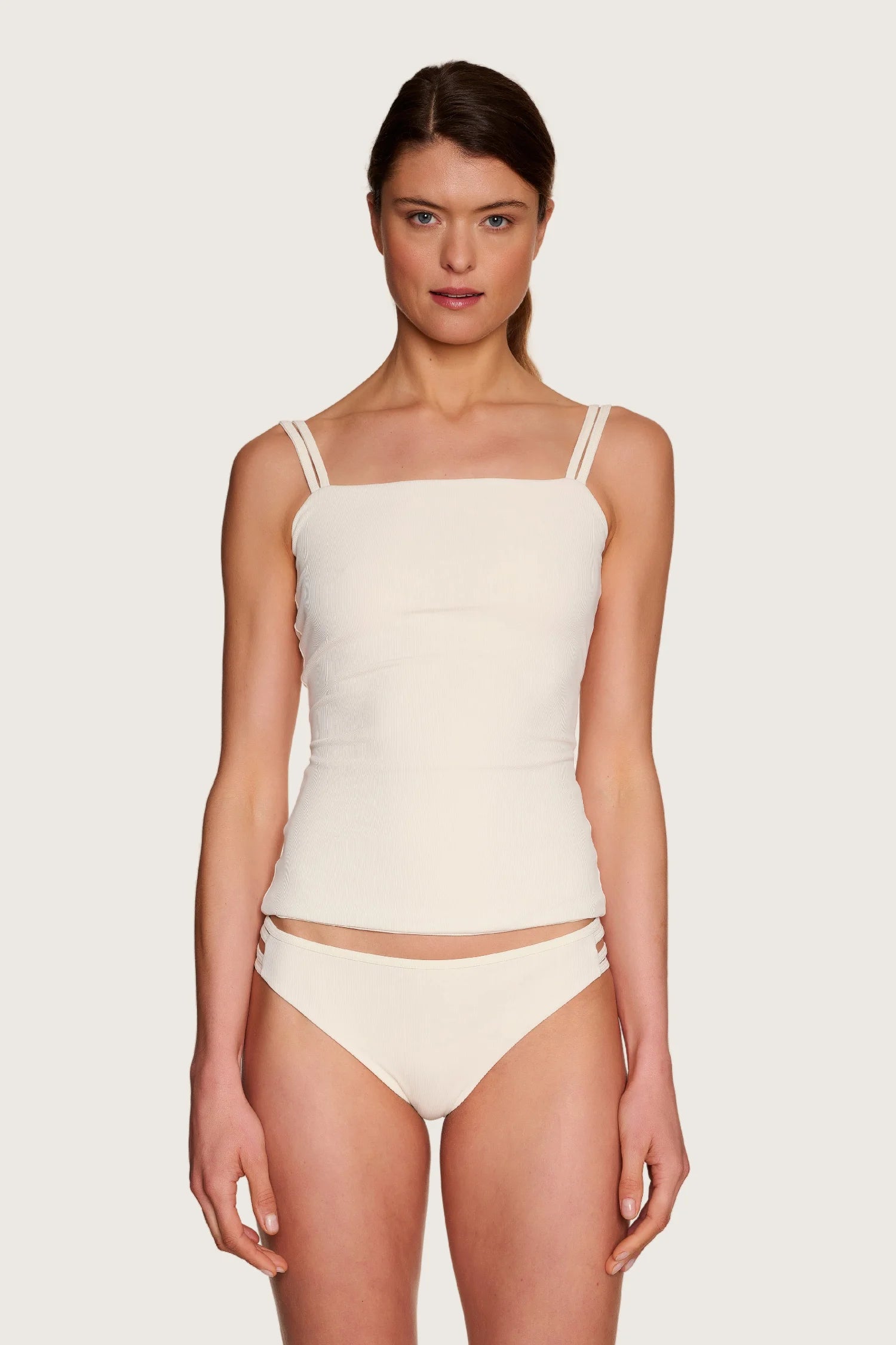 mymarini-slip-top-tankini-oberteil-rippstoff-mit-b-gel-support-braun-schwarz-off image 6