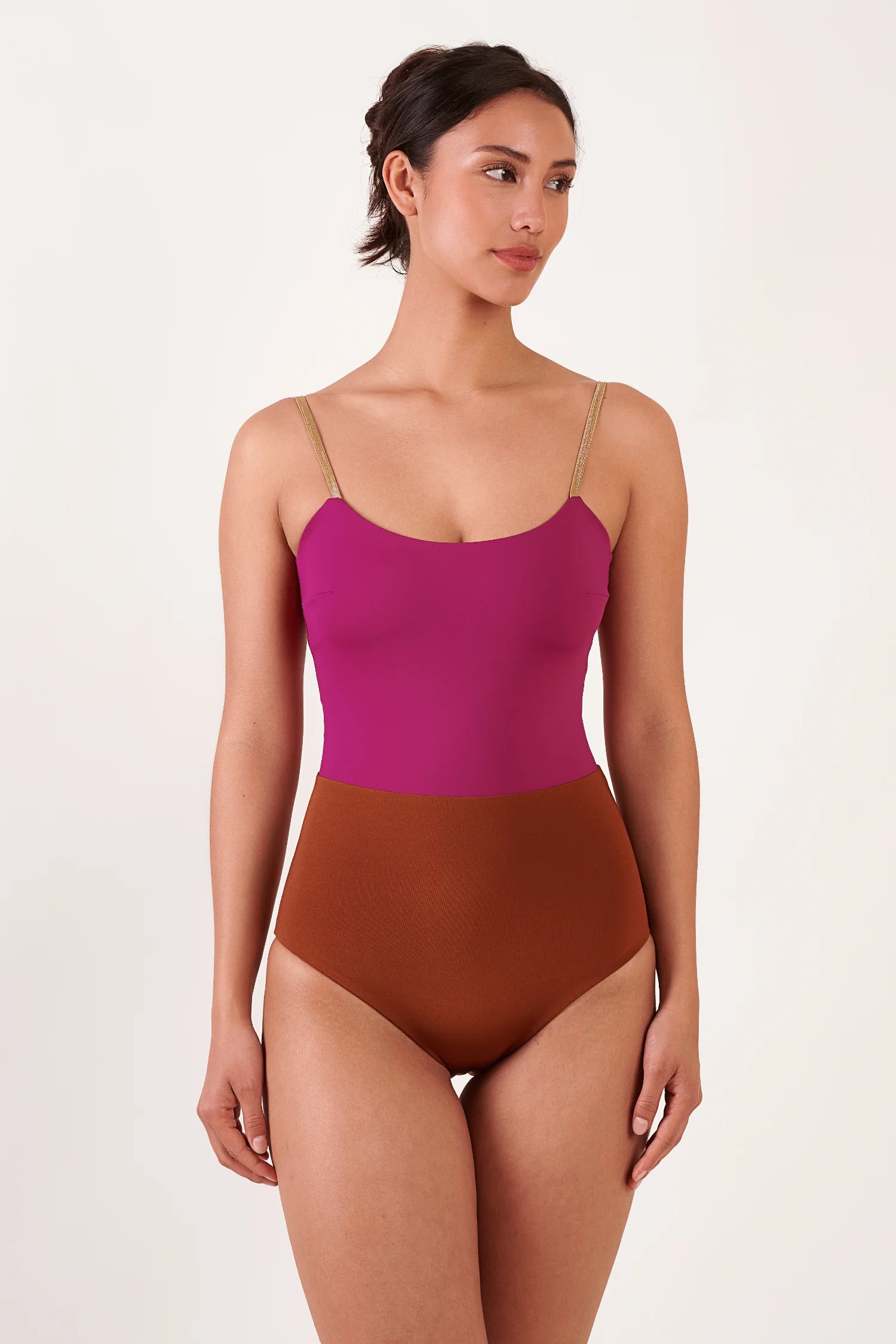 mymarini-cleanbody-shine-badeanzug-einteiler-mit-spaghettitr-gern-und-colorblock image 1