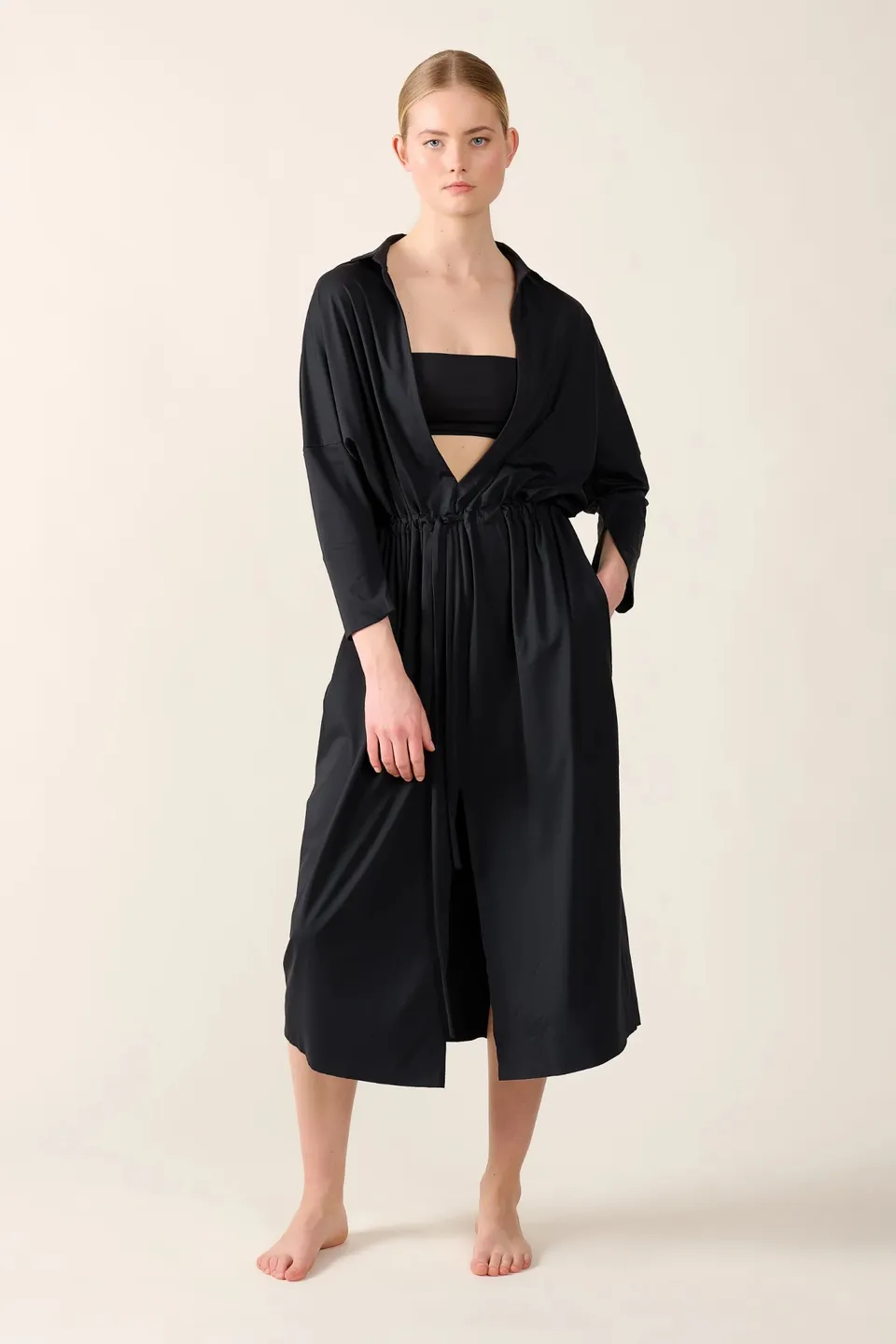 mymarini-big-shirt-dress-classics-langes-hemdkleid-schwarz-grau image 1