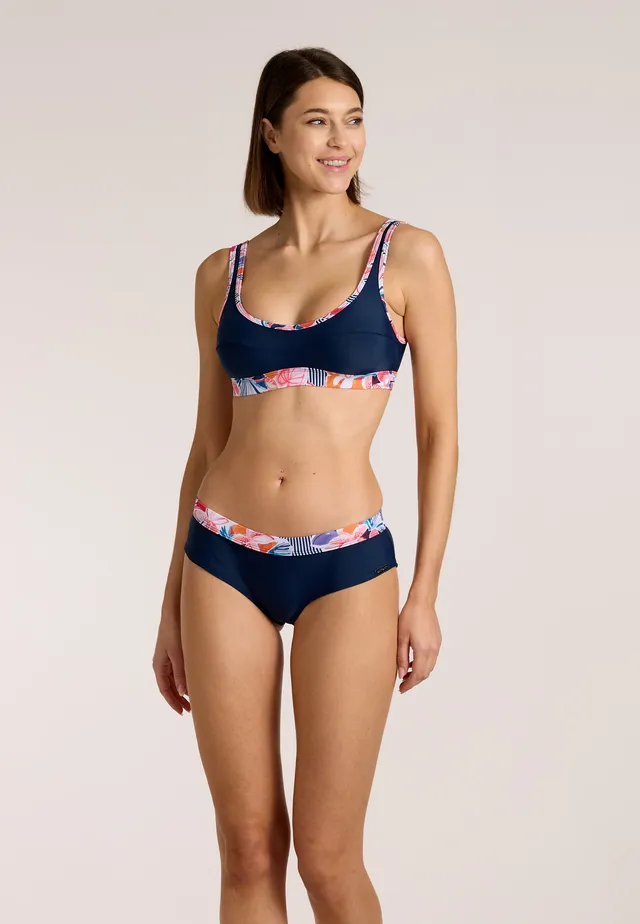 sunmarin-navy-bloom-bustier-bikini-set-mit-floralkanten-und-schalen image 1