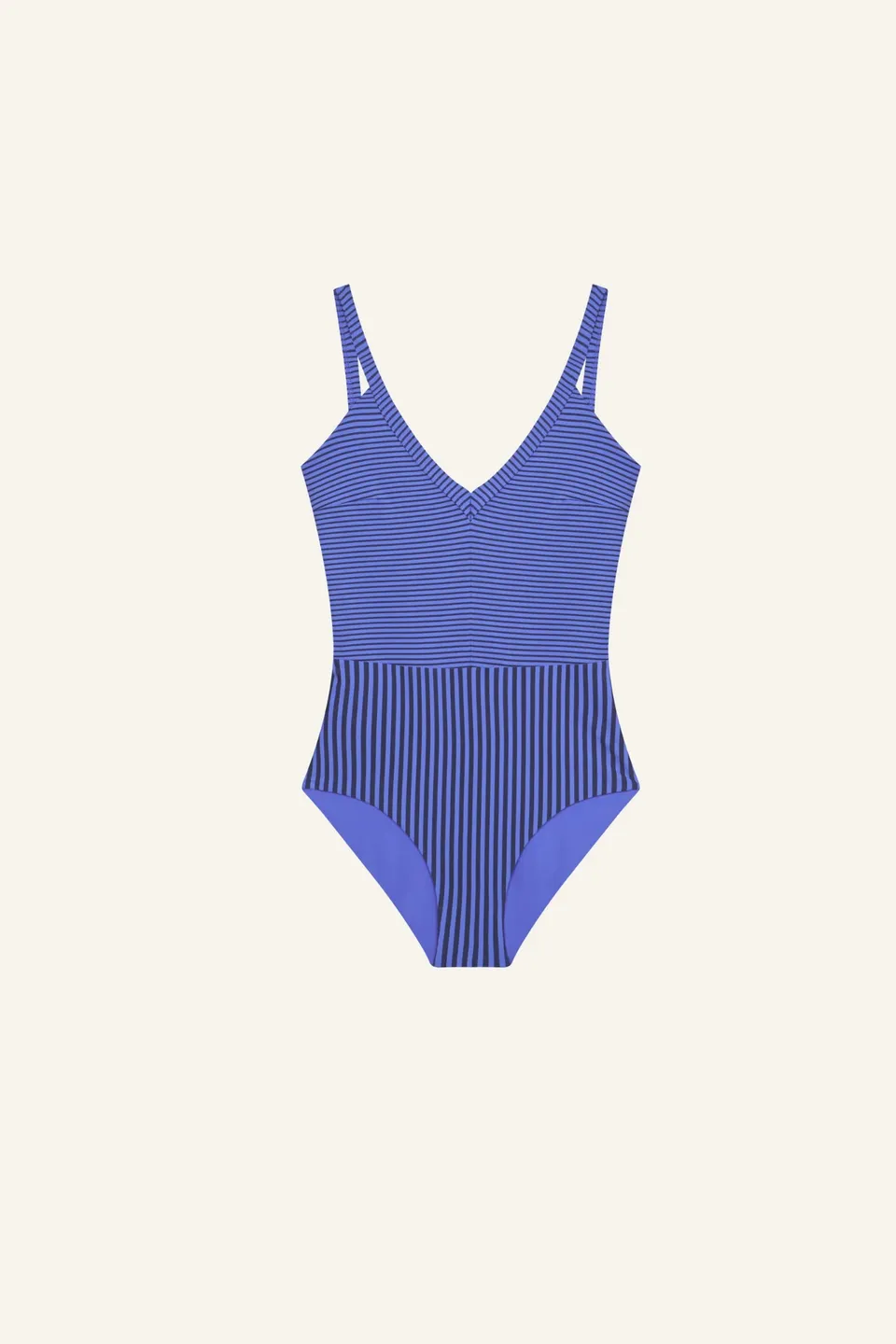 mymarini-vacationbody-stripe-25-gestreifter-einteiler-mit-v-ausschnitt-in-blau image 1