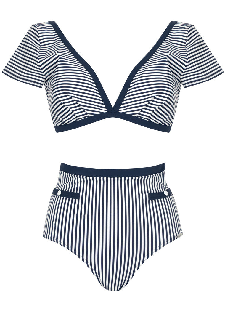 sunflair-navy-stripe-classic-bikini-set-mit-v-top-und-taillenslip image 7