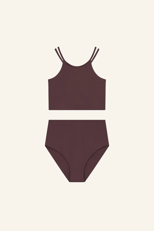 mymarini-grace-set-chocolate-longline-bikini-set-mit-highwaist-shorts image 1