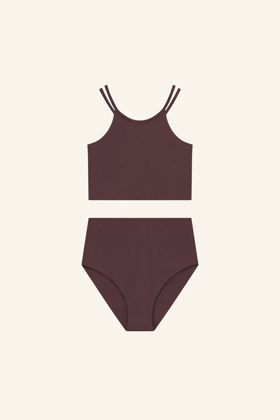 mymarini-grace-set-chocolate-longline-bikini-set-mit-highwaist-shorts image 1