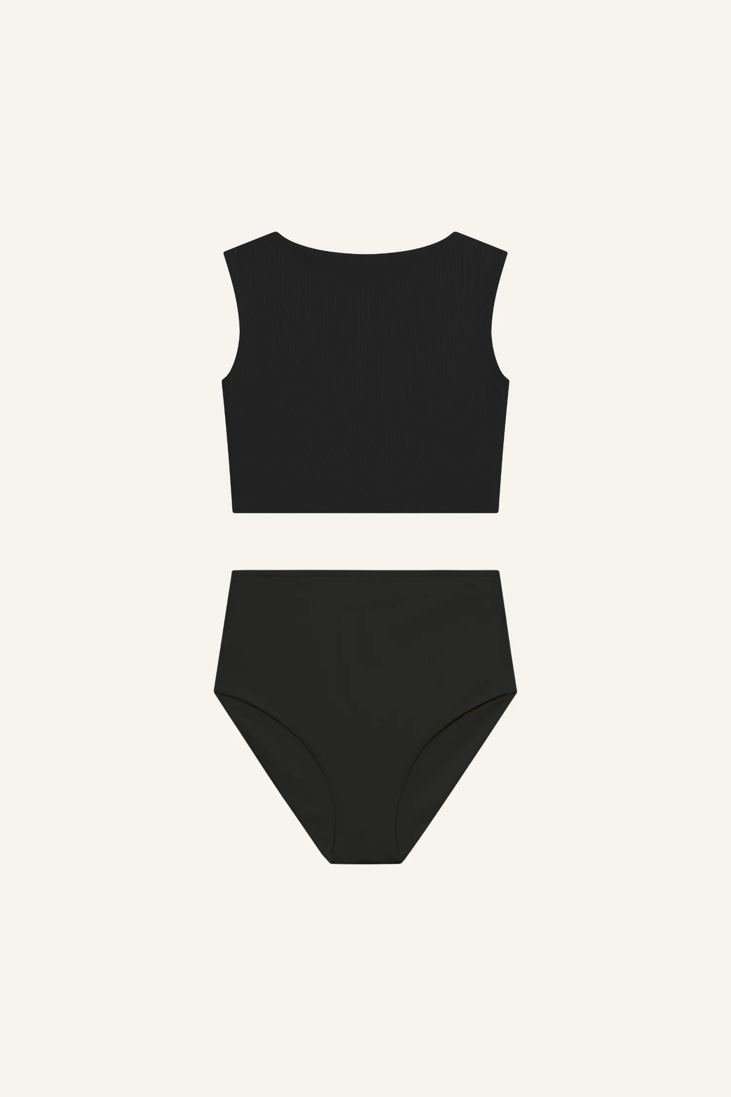 mymarini-sea-set-bikini-set-tank-top-highwaist-shorts-schwarz-ripp image 1