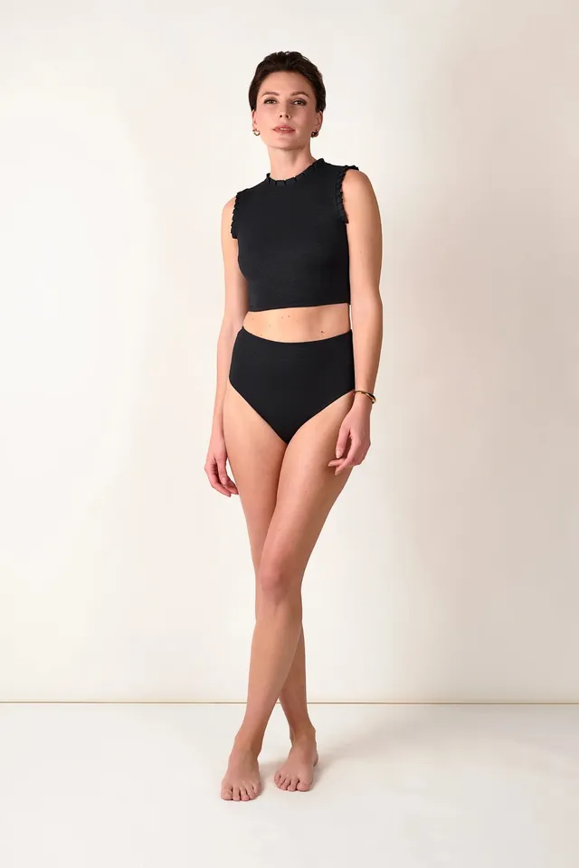 mymarini-top-no-3-bikini-oberteil-high-neck-schwarz-piqu image 1