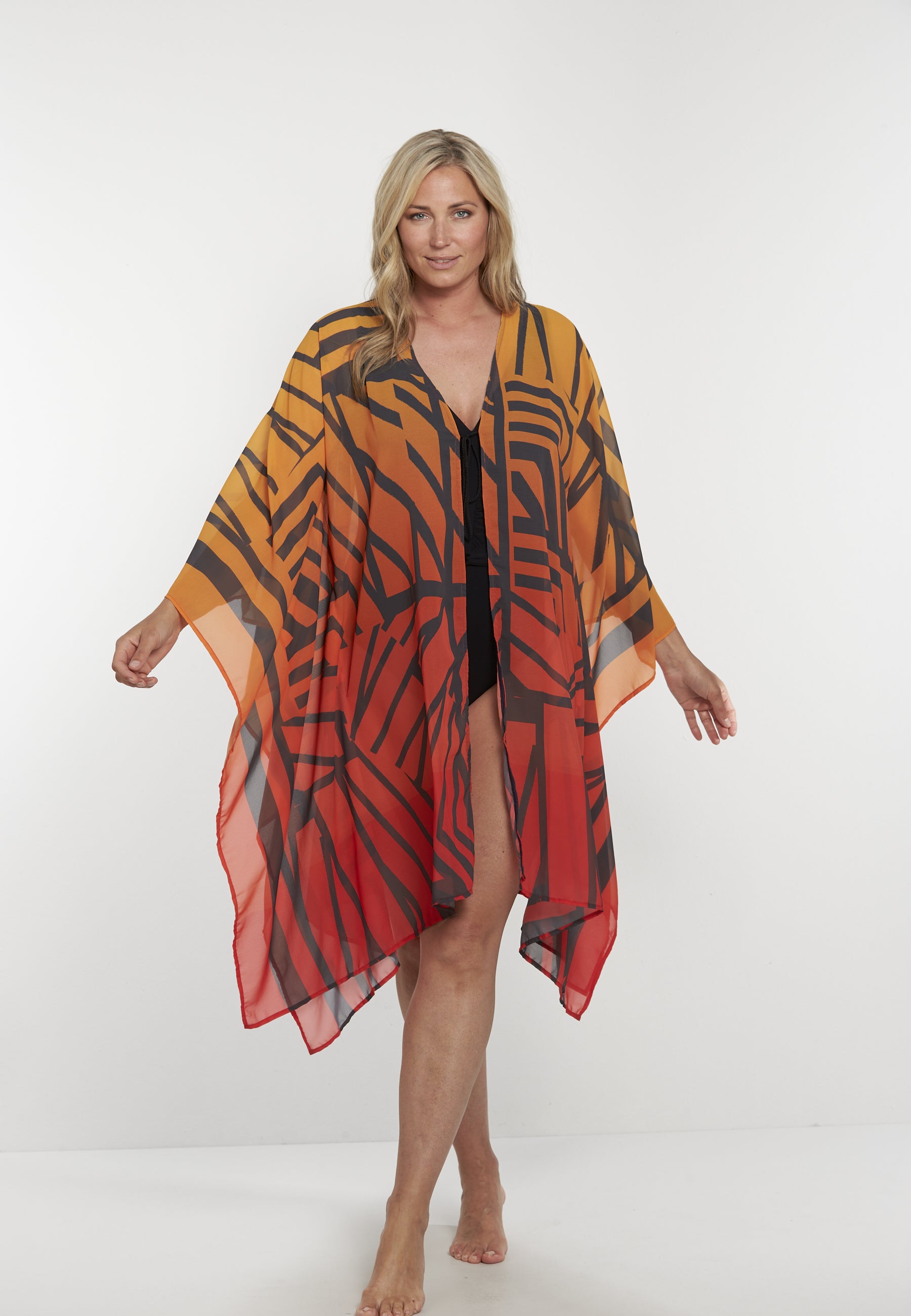 sunflair-tiger-stripe-poncho-beach-cover-up-orange-rot image 1