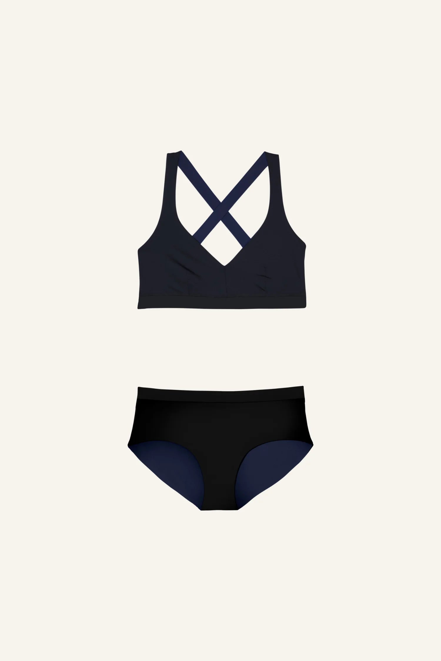 mymarini-sport-set-bikini-black-navy-crossback image 1