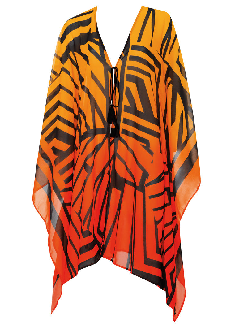 sunflair-tiger-stripe-poncho-beach-cover-up-orange-rot image 4