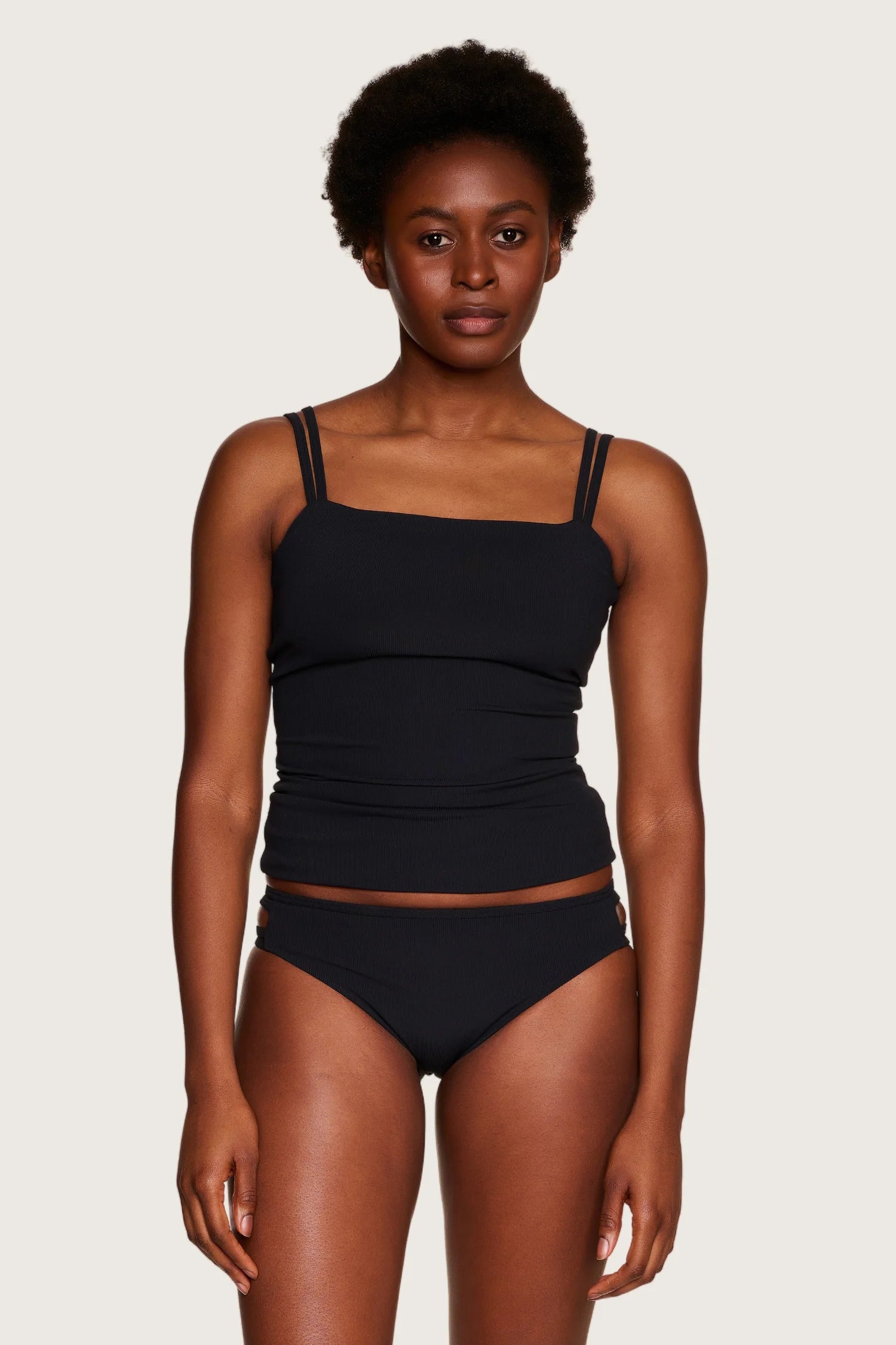 mymarini-slip-top-tankini-oberteil-rippstoff-mit-b-gel-support-braun-schwarz-off image 2