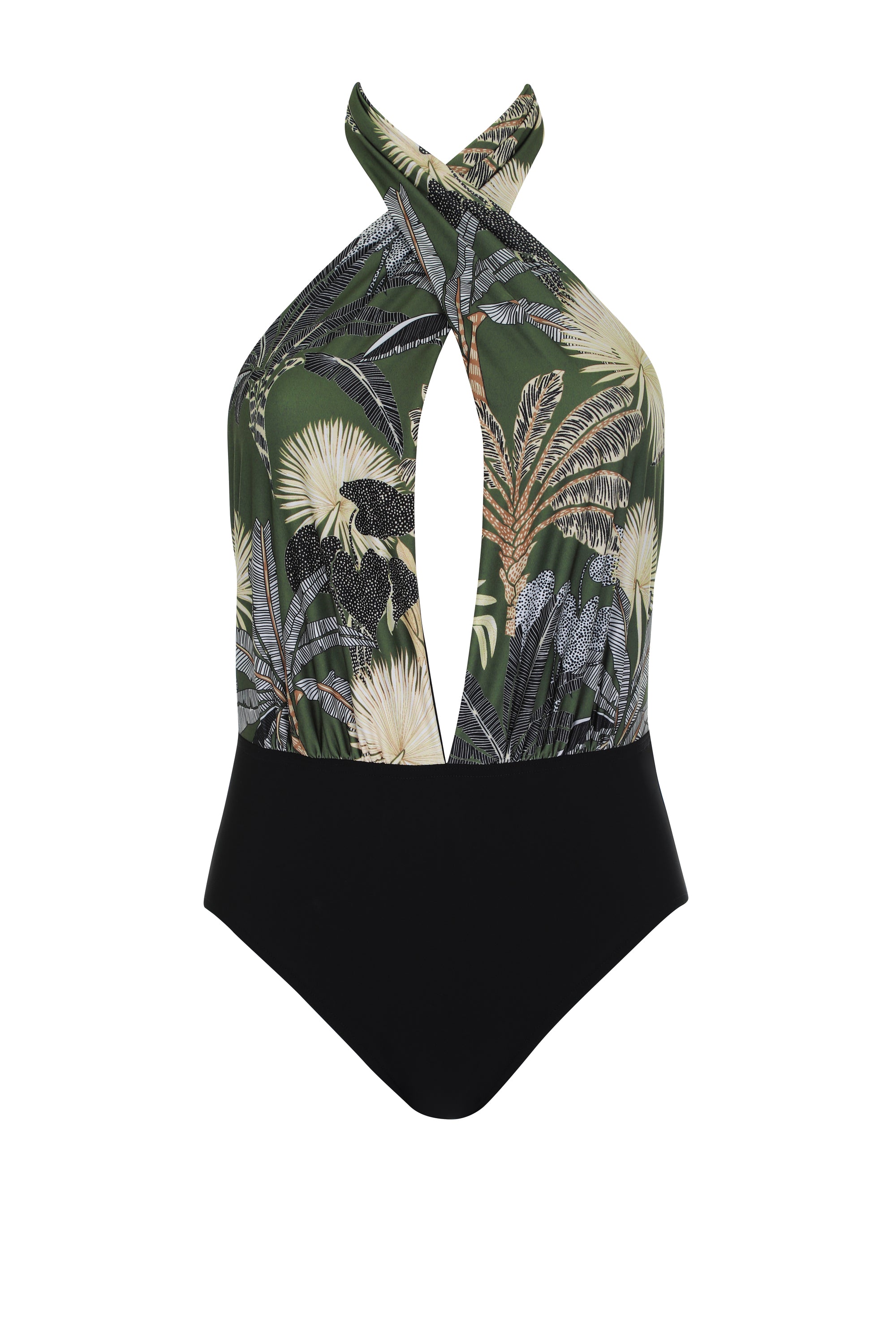 sunflair-tropical-neckholder-badeanzug-palmprint-schwarzblende image 6