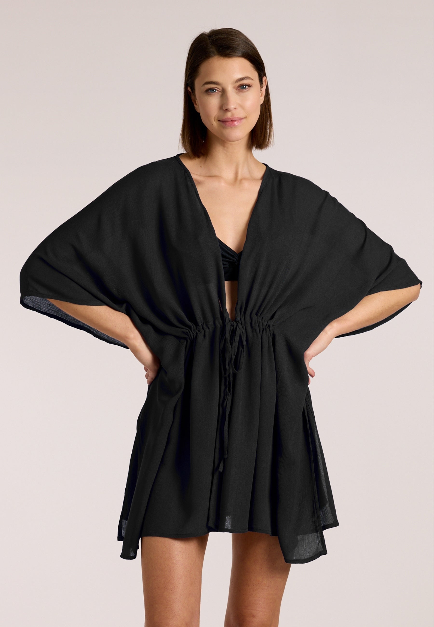 sunmarin-solid-breeze-poncho-strandponcho-mit-v-ausschnitt-und-tunnelzug image 1
