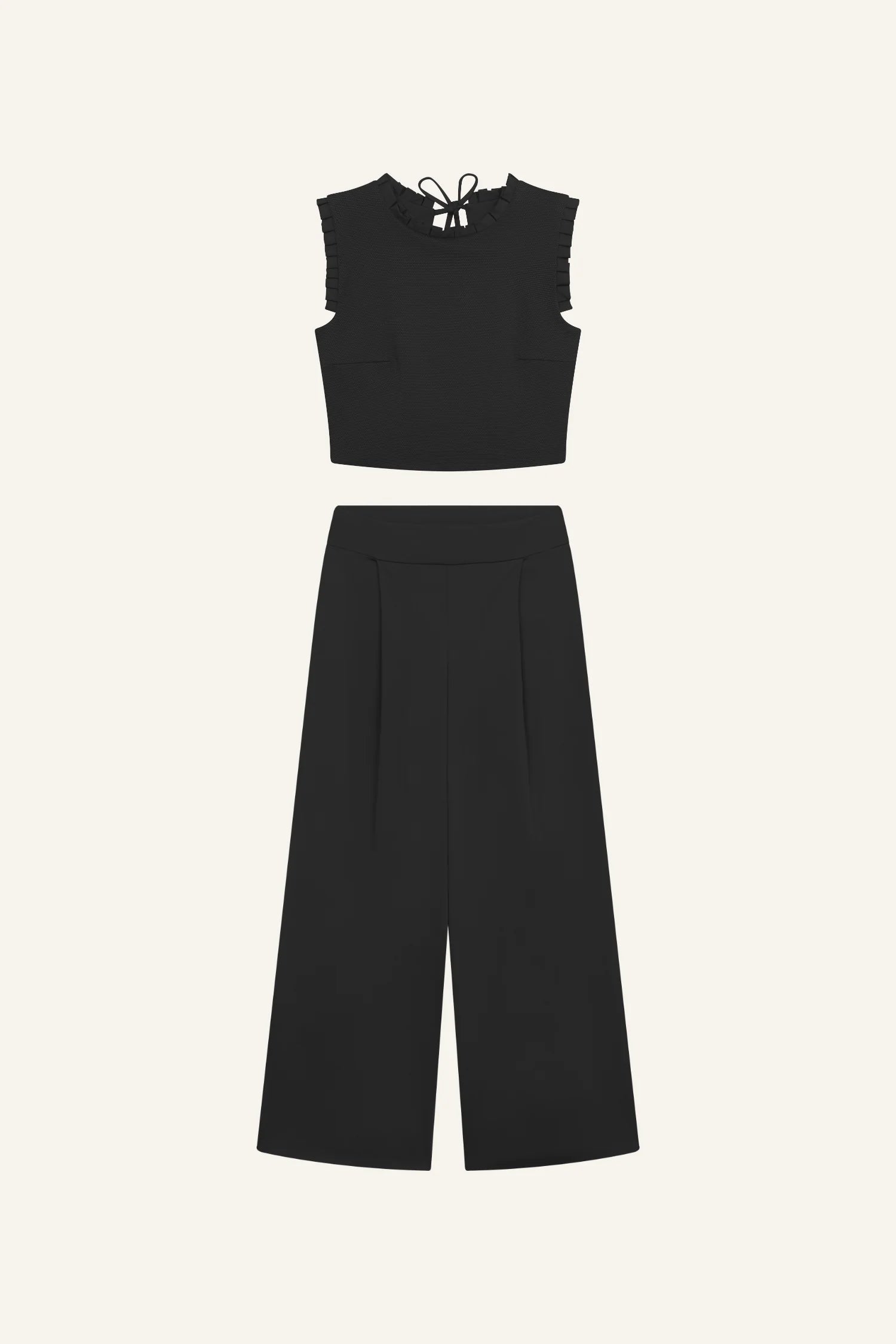 mymarini-pleats-set-no-3-zweiteiler-top-marlenehose-black image 1