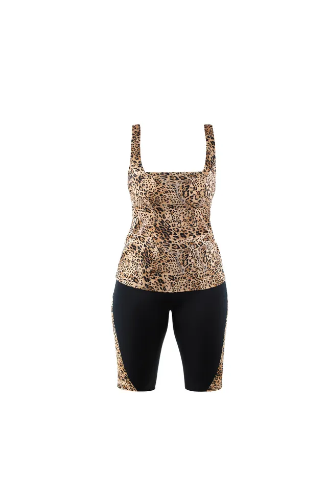 sunmarin-leopard-tankini-set-tankini-mit-carr-ausschnitt-und-radler-hose image 1