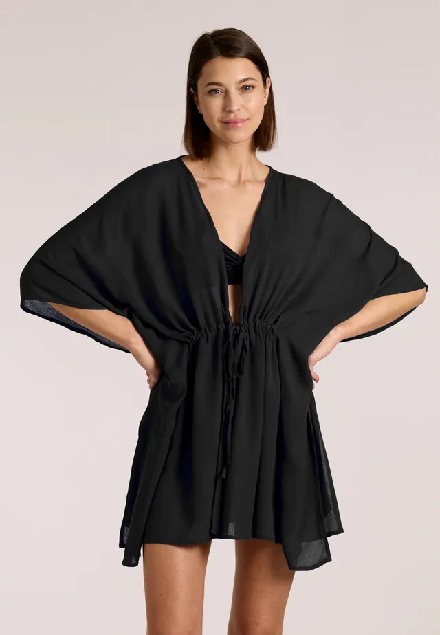 sunmarin-solid-breeze-poncho-strandponcho-mit-v-ausschnitt-und-tunnelzug image 1