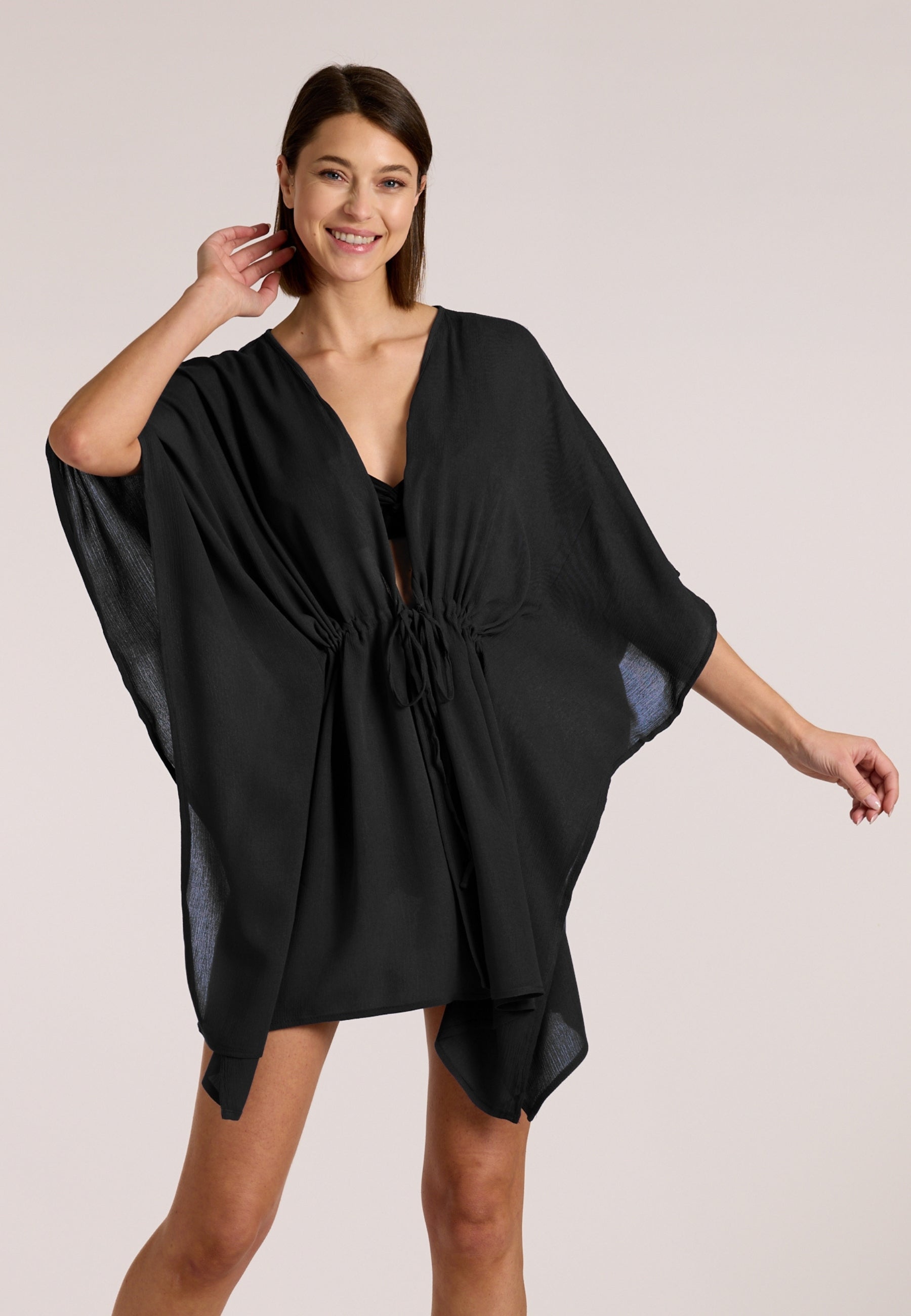sunmarin-solid-breeze-poncho-strandponcho-mit-v-ausschnitt-und-tunnelzug image 2
