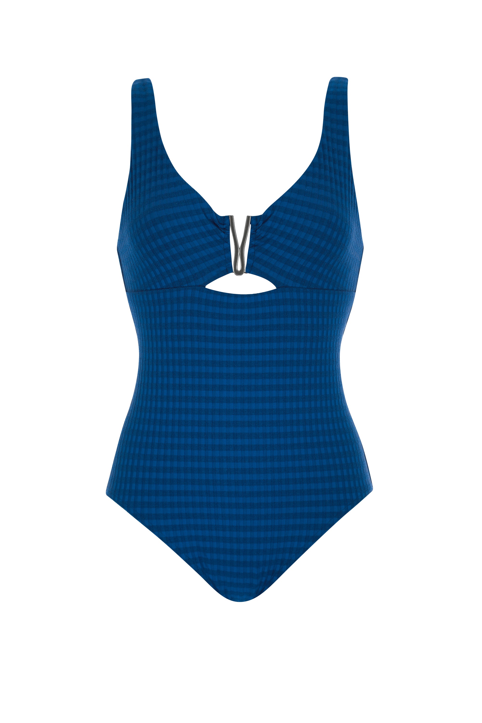 sunflair-check-cut-out-swimsuit-badeanzug-tiefblau-karo-v-steg image 6