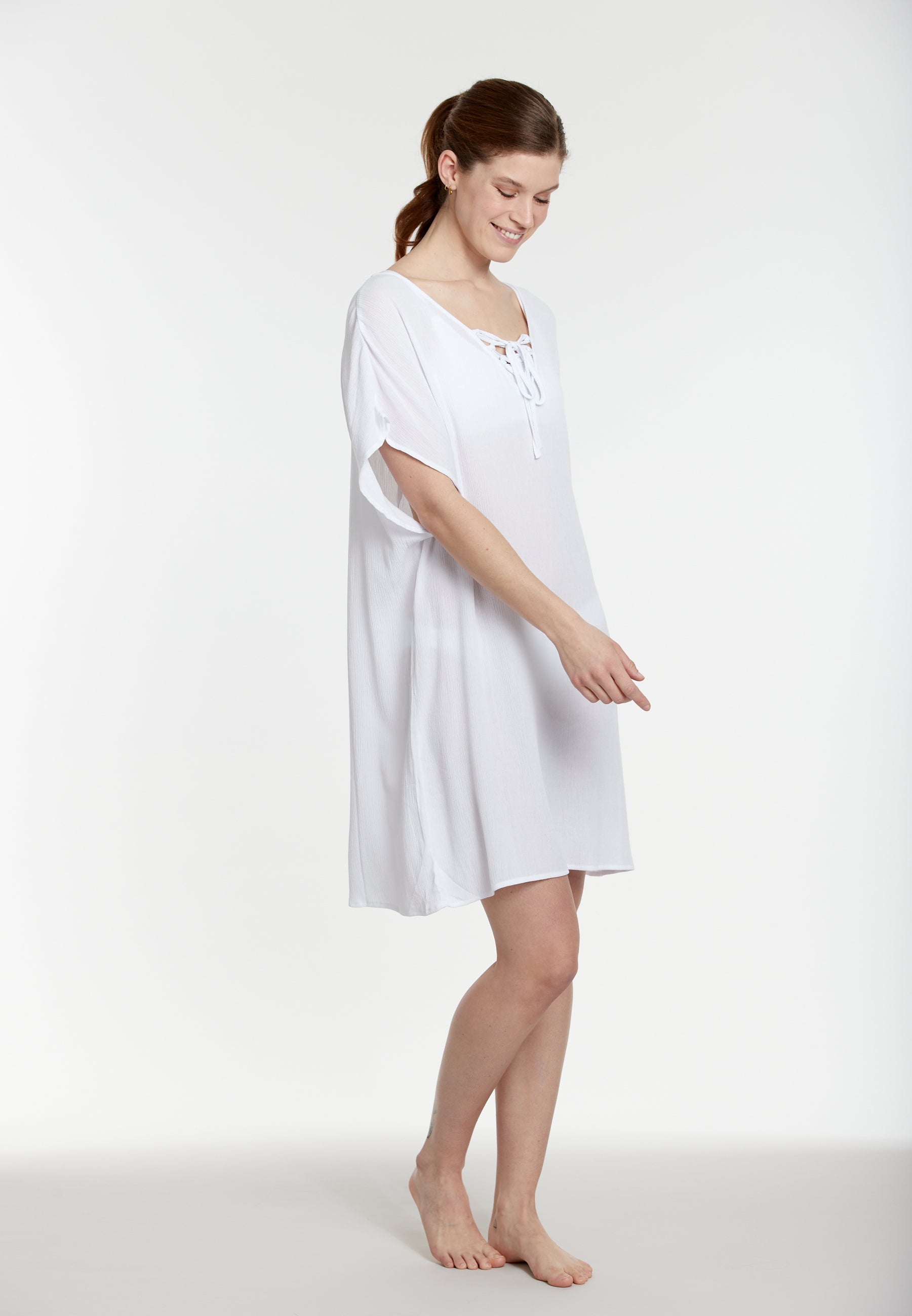 sunmarin-solid-lacing-dress-tunika-kleid-cover-up-mit-schn-rung image 8