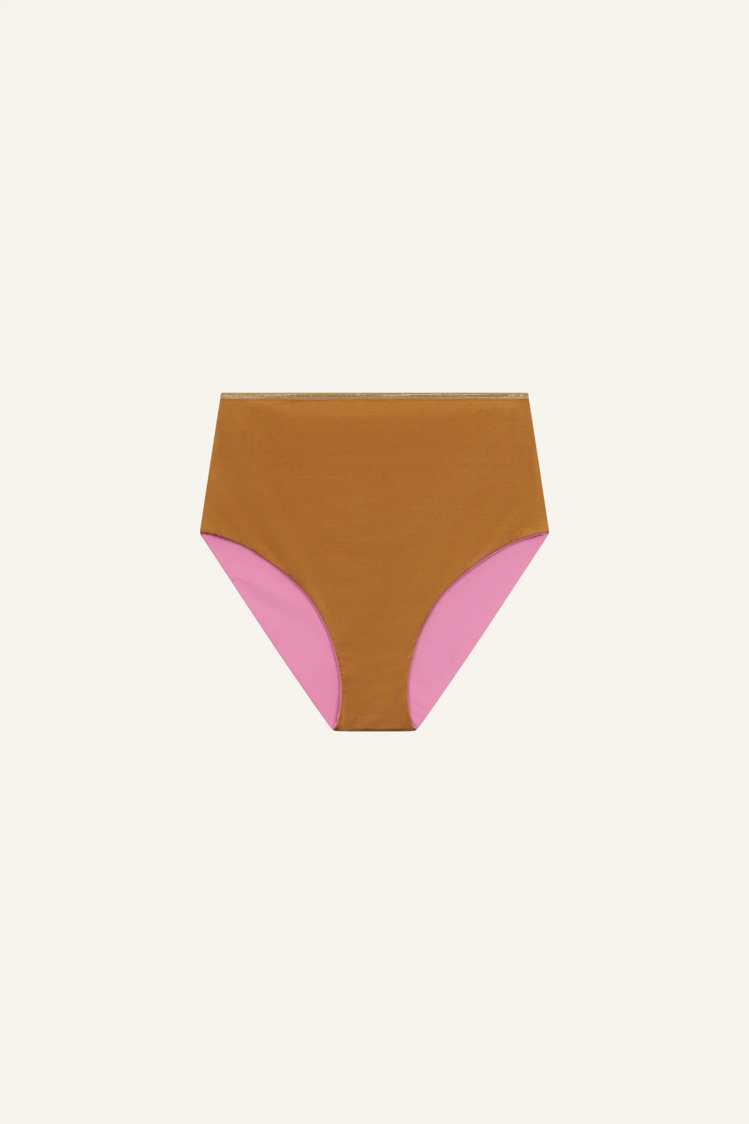 mymarini-highwaist-shorts-shine-memories-bikinihose-goldband-pink-bronze image 6