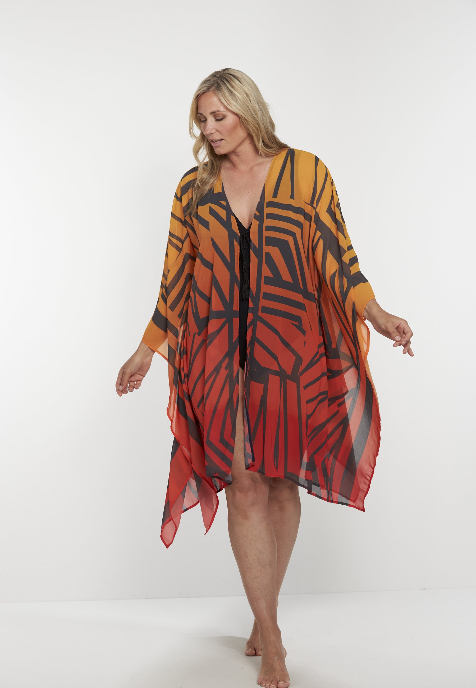 sunflair-tiger-stripe-poncho-beach-cover-up-orange-rot image 2
