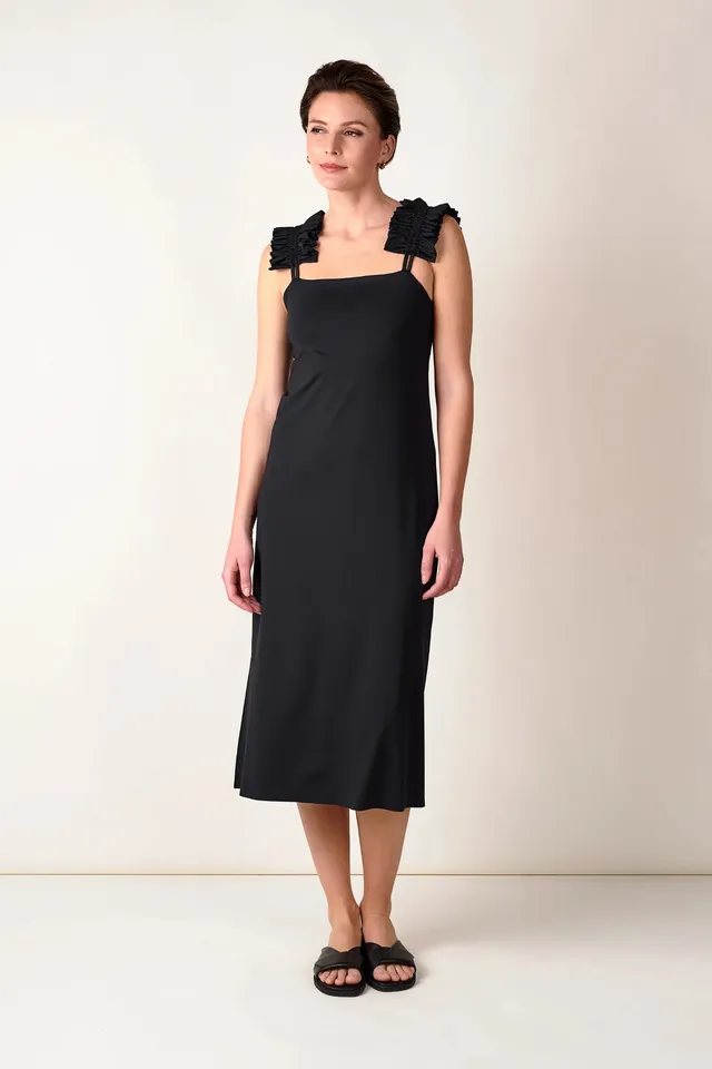 mymarini-dress-midikleid-mit-r-schen-schwarz image 1