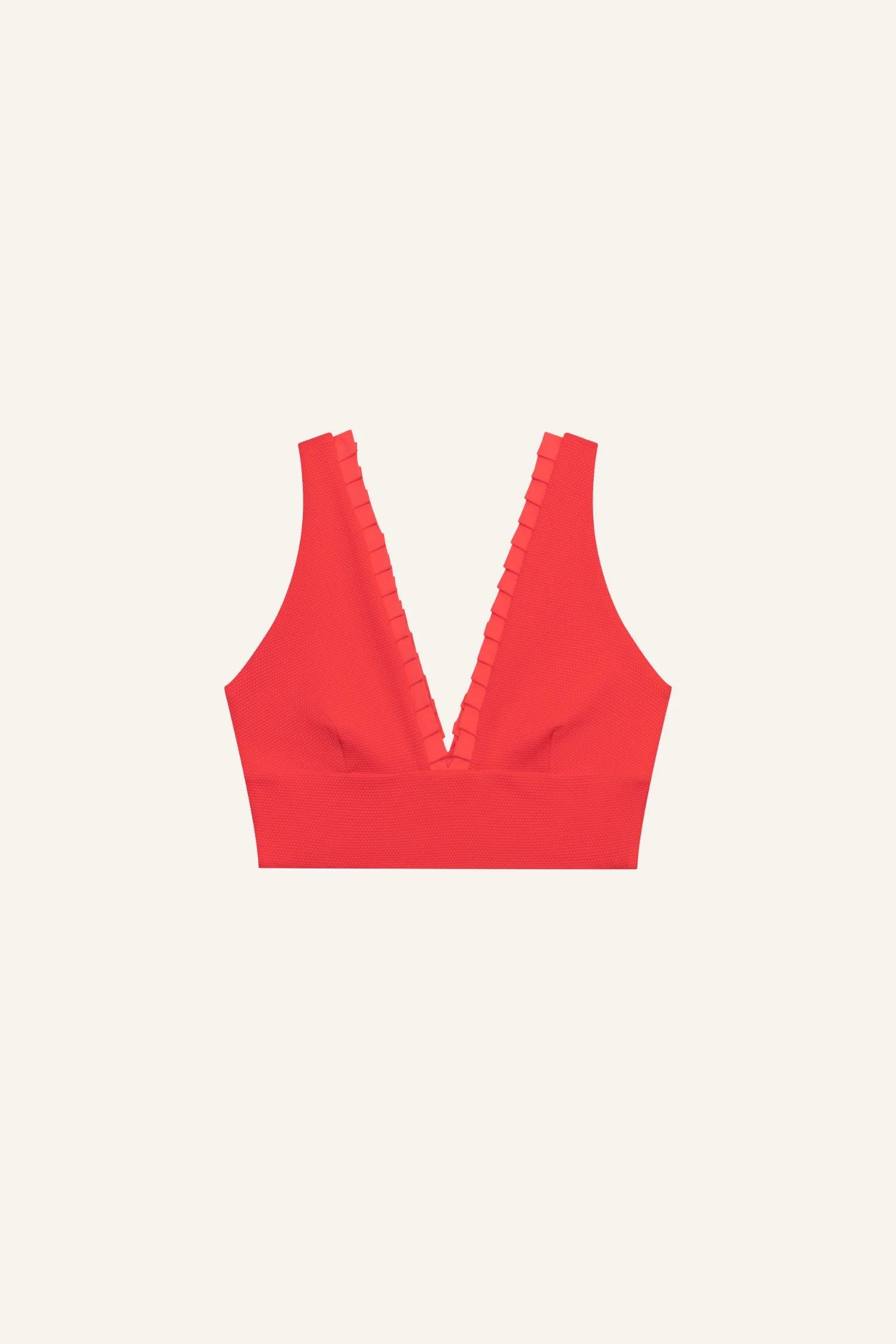 mymarini-top-no-5-rouge-bikini-oberteil-rot-mit-tiefem-v-und-plissee image 1