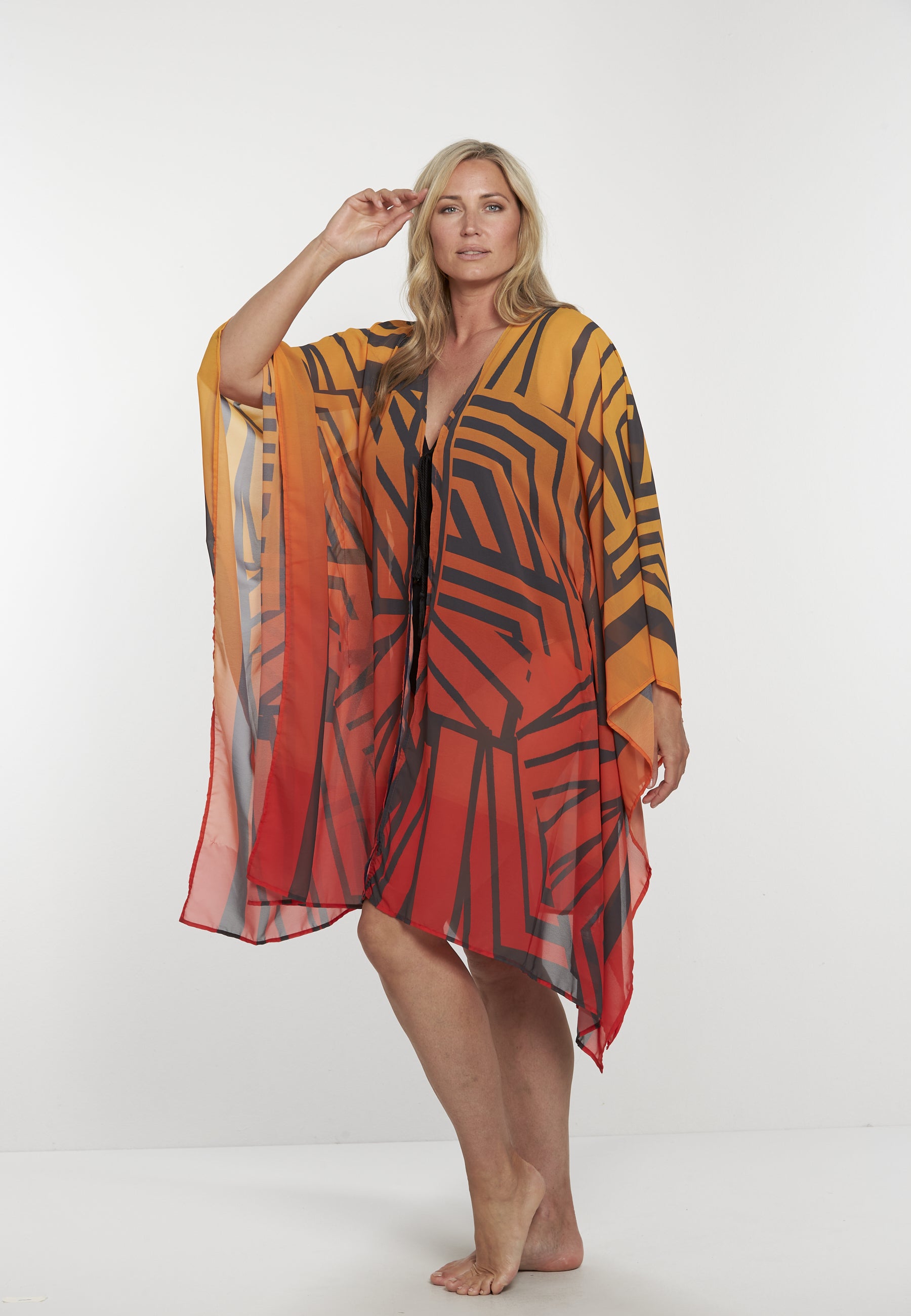 sunflair-tiger-stripe-poncho-beach-cover-up-orange-rot image 6